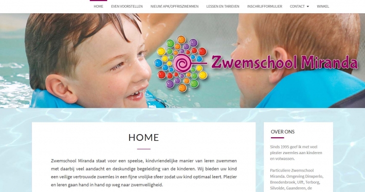 Website zwemschoolmiranda.nl